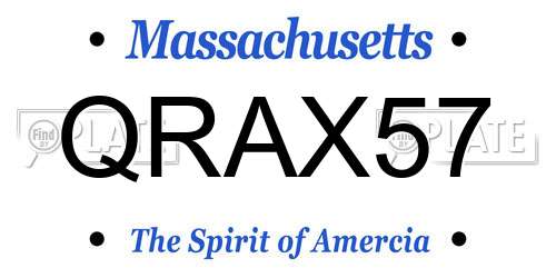 QRAX57 Massachusetts License Plate