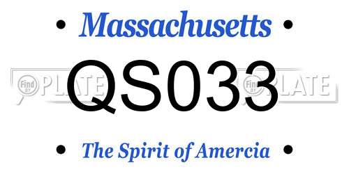 QS033 Massachusetts License Plate
