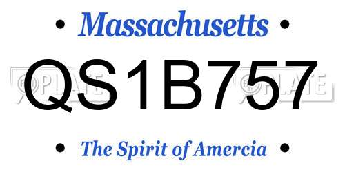 QS1B757 Massachusetts License Plate