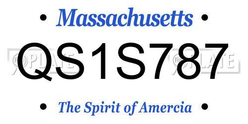 QS1S787 Massachusetts License Plate