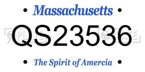QS23536 Massachusetts License Plate