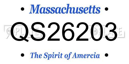 QS26203 Massachusetts License Plate