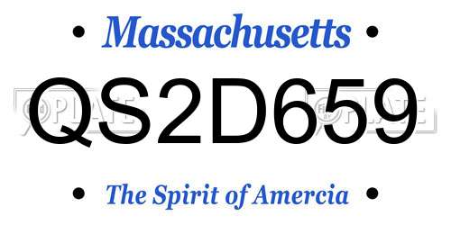 QS2D659 Massachusetts License Plate