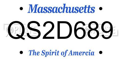QS2D689 Massachusetts License Plate