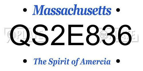 QS2E836 Massachusetts License Plate