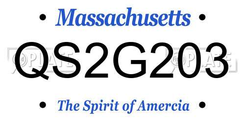 QS2G203 Massachusetts License Plate