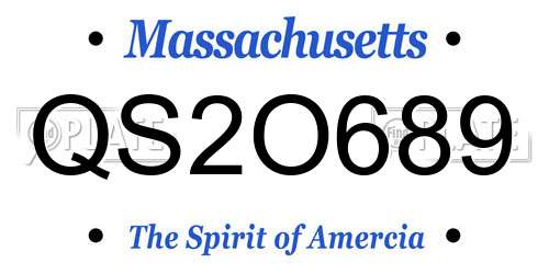 QS2O689 Massachusetts License Plate