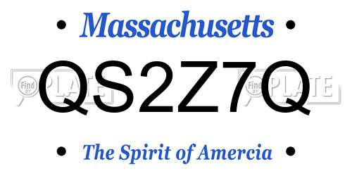 QS2Z7Q Massachusetts License Plate