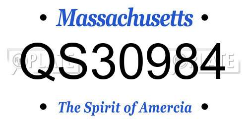 QS30984 Massachusetts License Plate