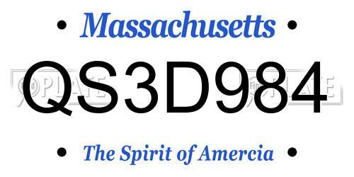QS3D984 Massachusetts License Plate