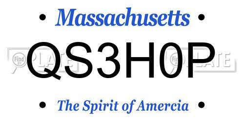QS3H0P Massachusetts License Plate