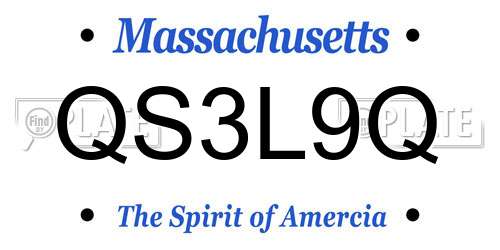 QS3L9Q Massachusetts License Plate