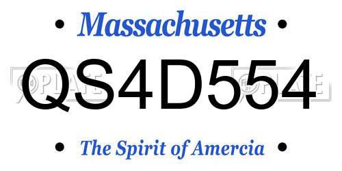 QS4D554 Massachusetts License Plate