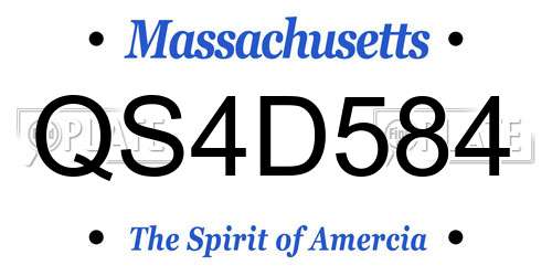 QS4D584 Massachusetts License Plate