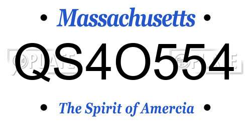 QS4O554 Massachusetts License Plate