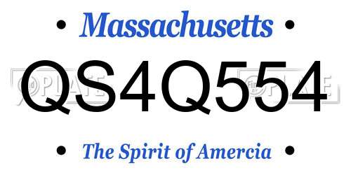 QS4Q554 Massachusetts License Plate
