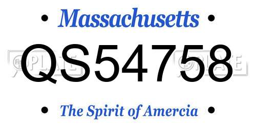 QS54758 Massachusetts License Plate
