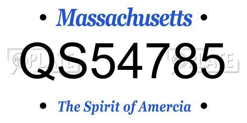 QS54785 Massachusetts License Plate