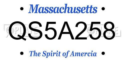 QS5A258 Massachusetts License Plate
