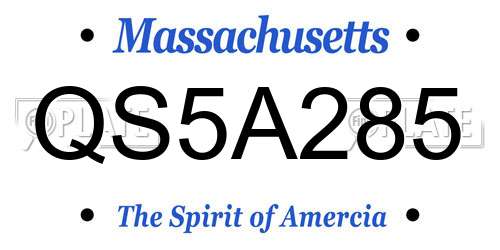 QS5A285 Massachusetts License Plate
