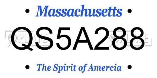 QS5A288 Massachusetts License Plate