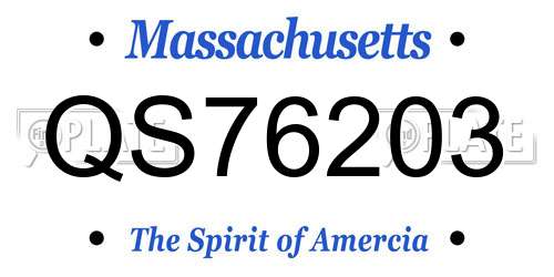 QS76203 Massachusetts License Plate