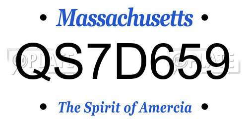 QS7D659 Massachusetts License Plate