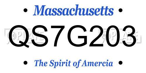 QS7G203 Massachusetts License Plate