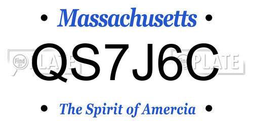 QS7J6C Massachusetts License Plate