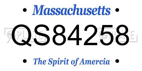 QS84258 Massachusetts License Plate