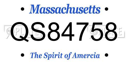 QS84758 Massachusetts License Plate