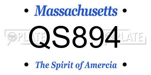 QS894 Massachusetts License Plate