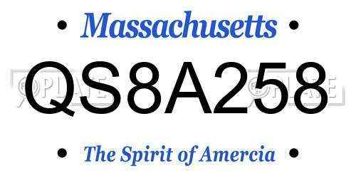 QS8A258 Massachusetts License Plate