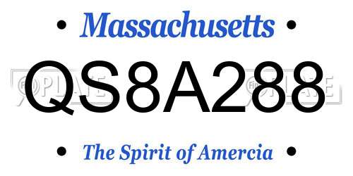 QS8A288 Massachusetts License Plate
