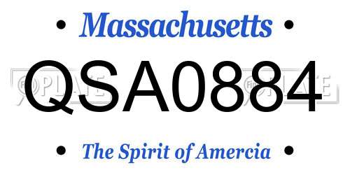 QSA0884 Massachusetts License Plate