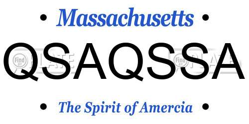 QSAQSSA Massachusetts License Plate