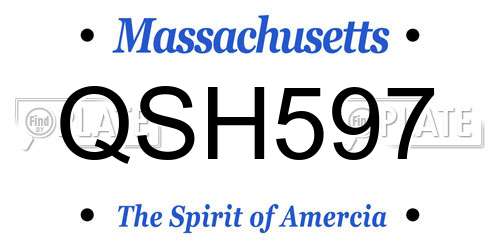 QSH597 Massachusetts License Plate