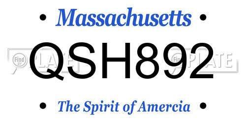QSH892 Massachusetts License Plate