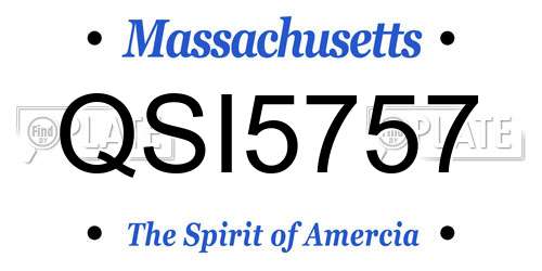 QSI5757 Massachusetts License Plate