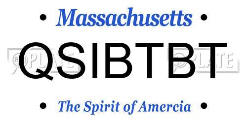 QSIBTBT Massachusetts License Plate