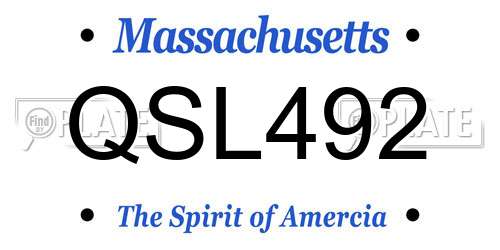 QSL492 Massachusetts License Plate