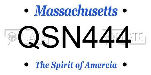 QSN444 Massachusetts License Plate