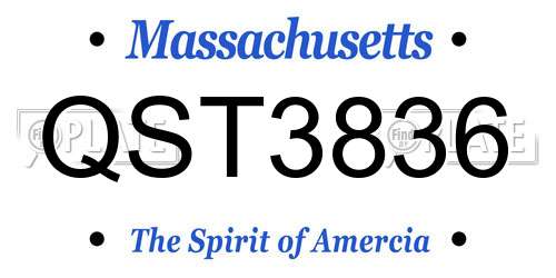QST3836 Massachusetts License Plate
