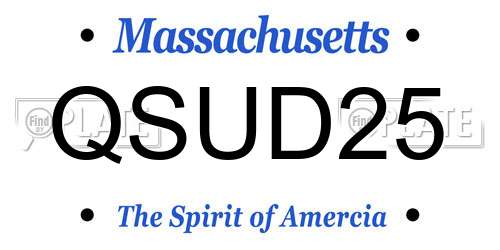 QSUD25 Massachusetts License Plate