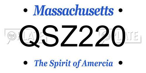 QSZ220 Massachusetts License Plate