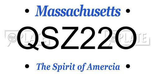 QSZ22O Massachusetts License Plate