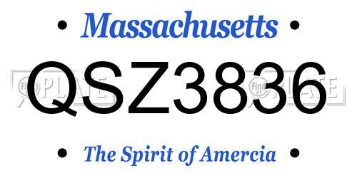QSZ3836 Massachusetts License Plate