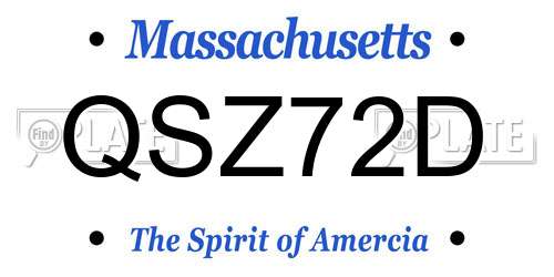 QSZ72D Massachusetts License Plate