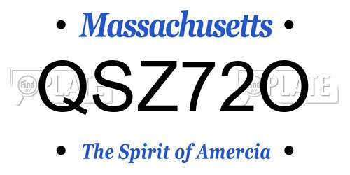 QSZ72O Massachusetts License Plate