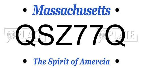 QSZ77Q Massachusetts License Plate